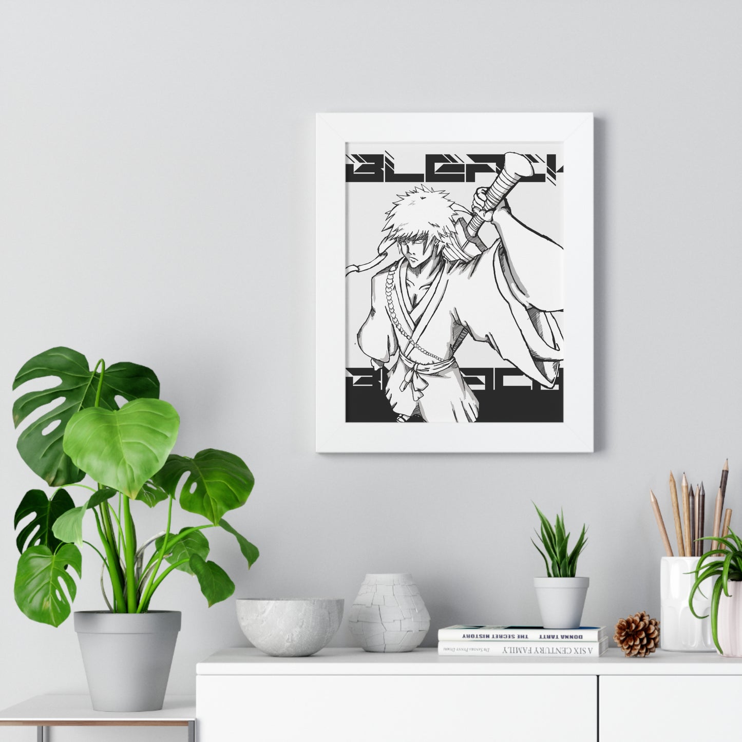 Bleach Anime White Version- Sleek Warrior Design for Home Decor