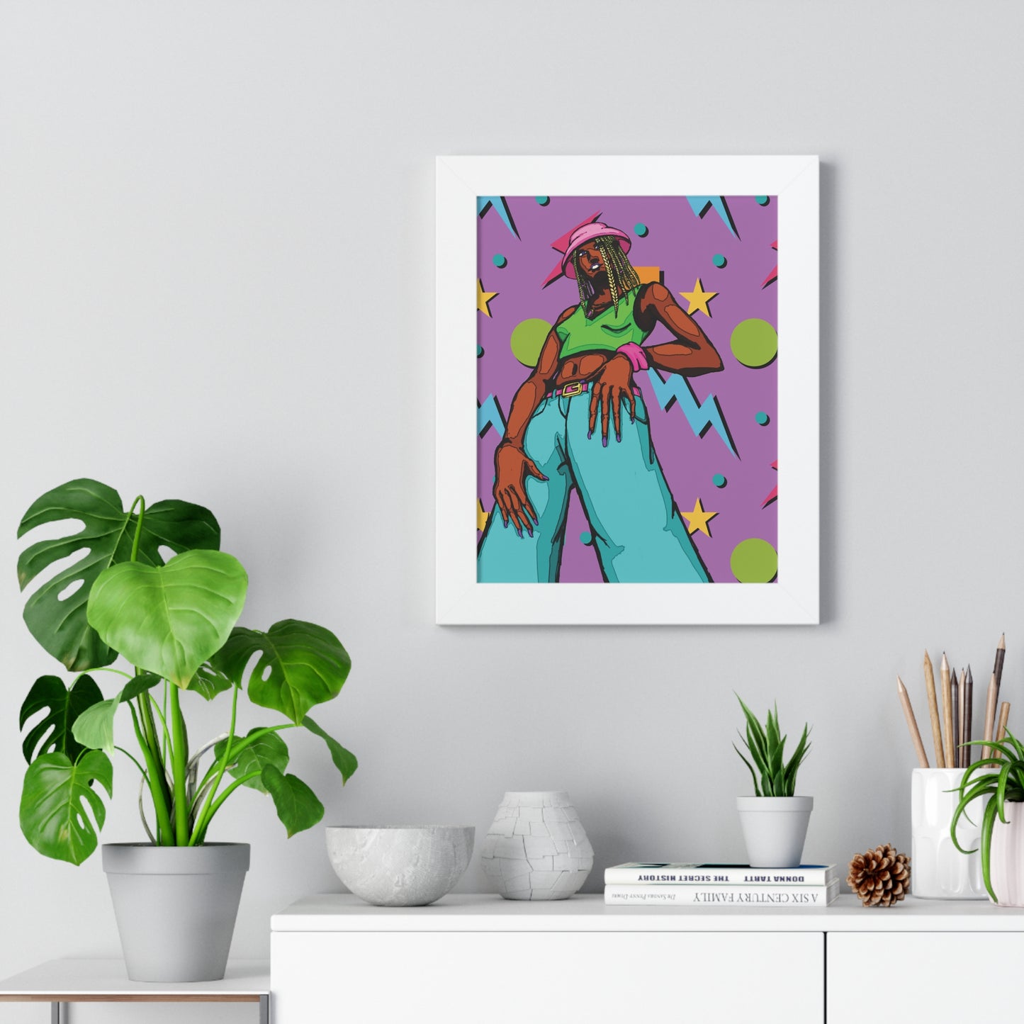 "Bucket Hat Girl" Framed Vertical Poster