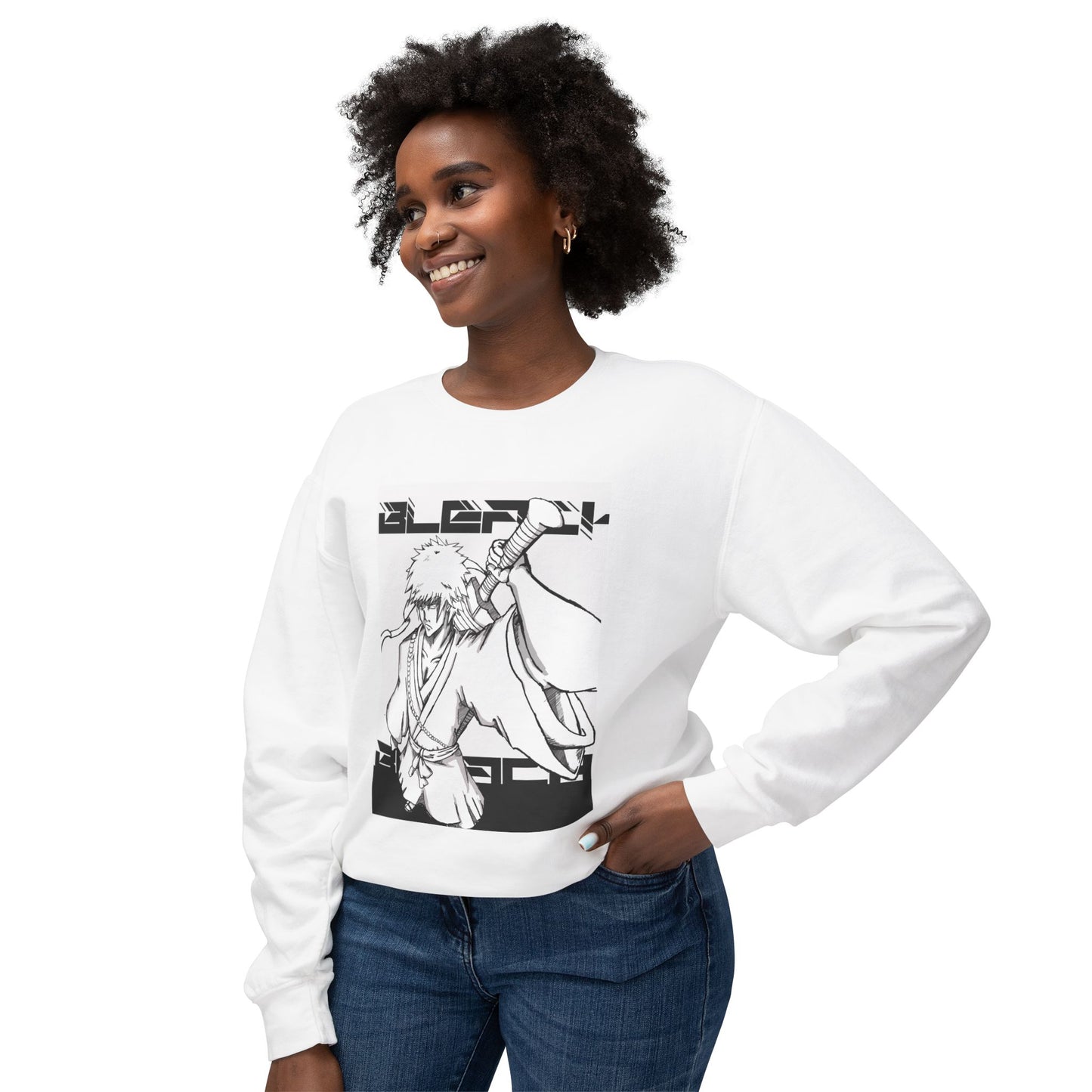 "Bleach" White Version Unisex Lightweight Crewneck Sweatshirt