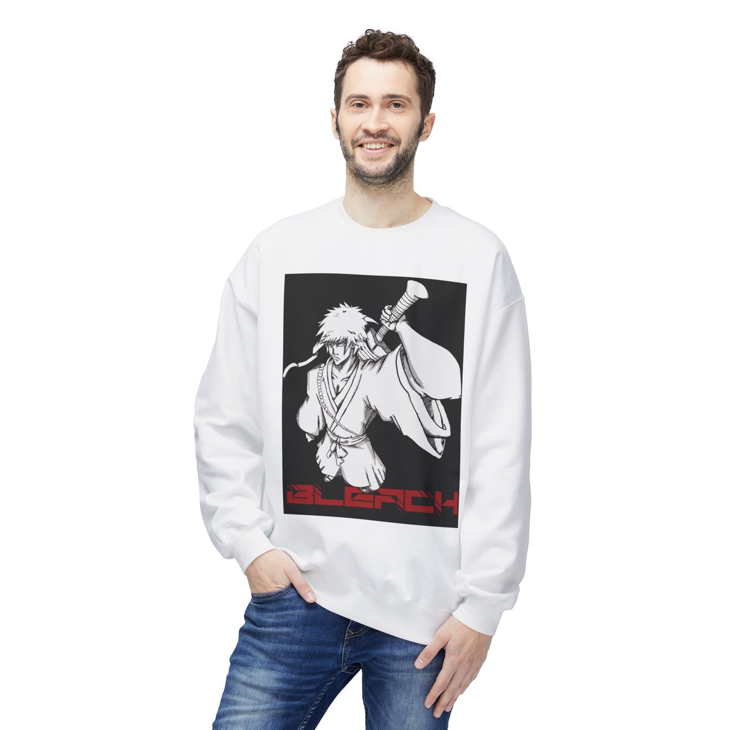 "Bleach" Black Version Unisex Midweight Softstyle Fleece Crewneck Sweatshirt
