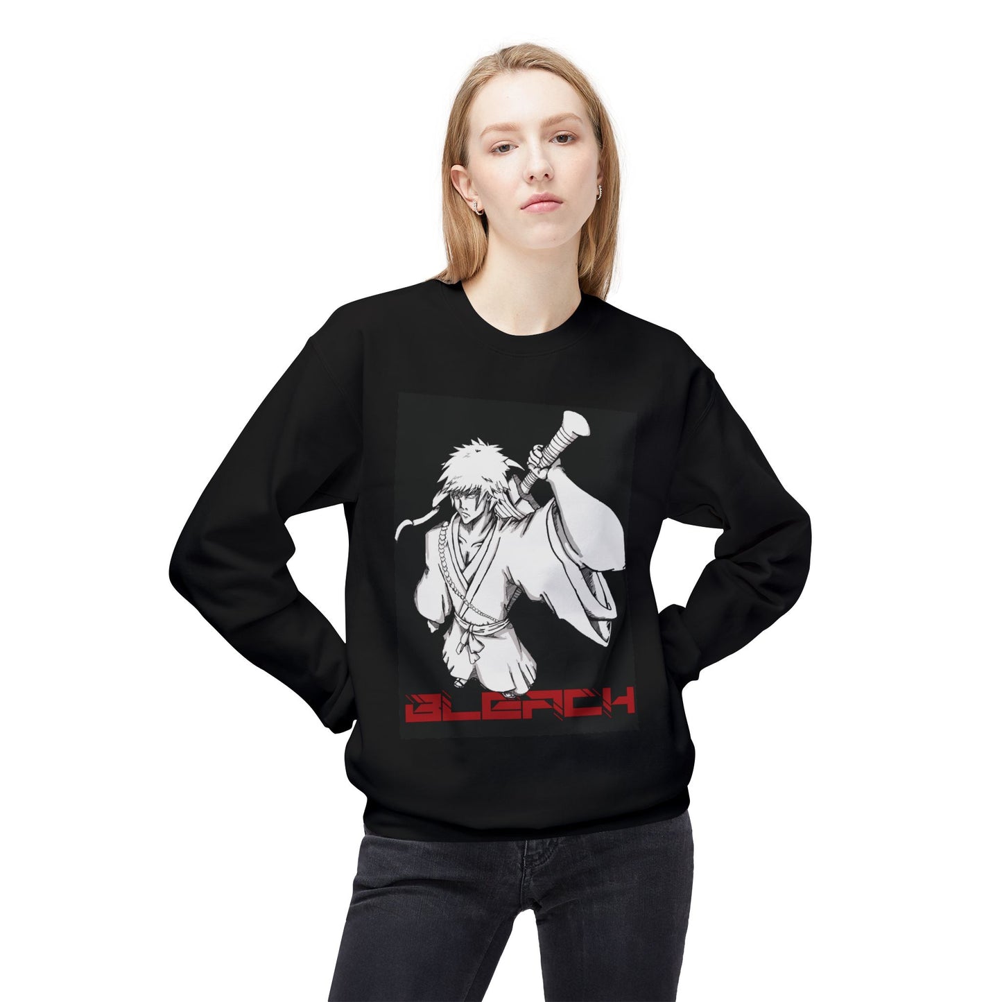 "Bleach" Black Version Unisex Midweight Softstyle Fleece Crewneck Sweatshirt