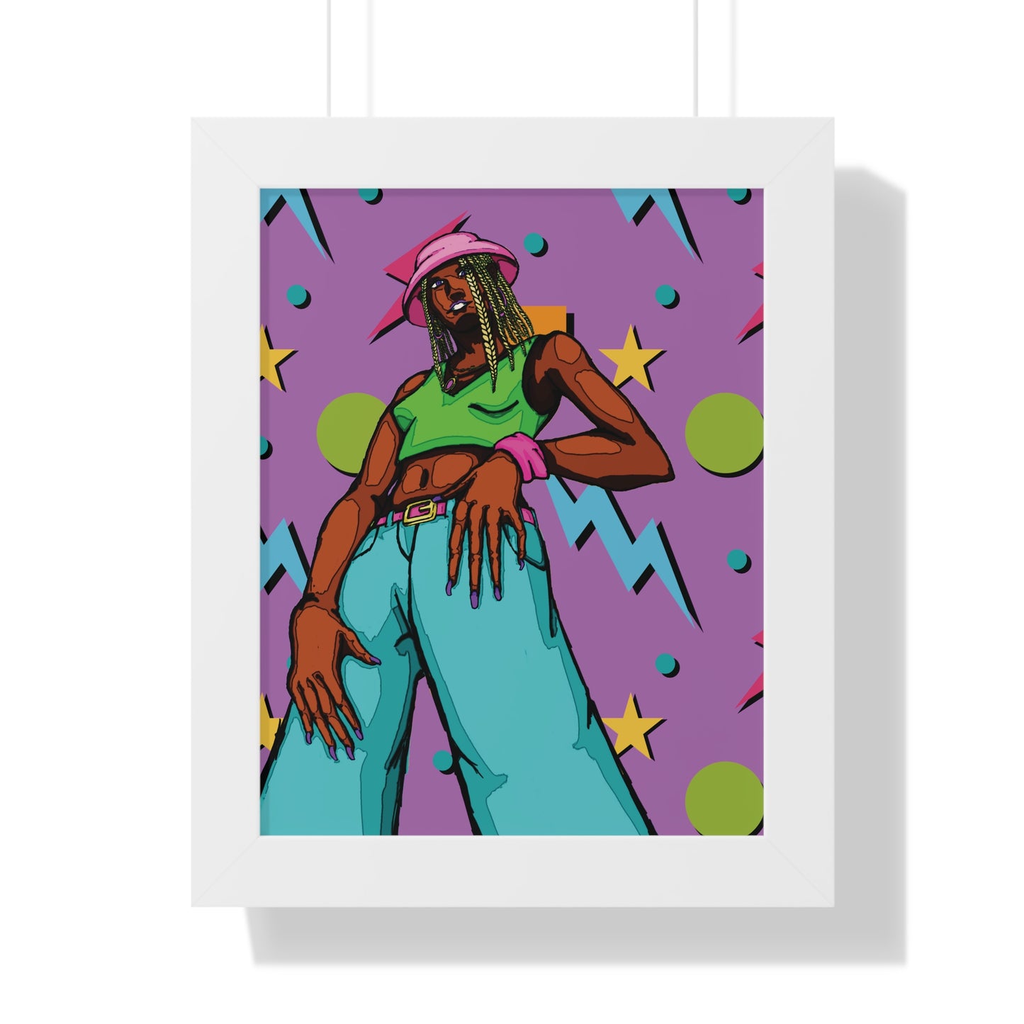 "Bucket Hat Girl" Framed Vertical Poster