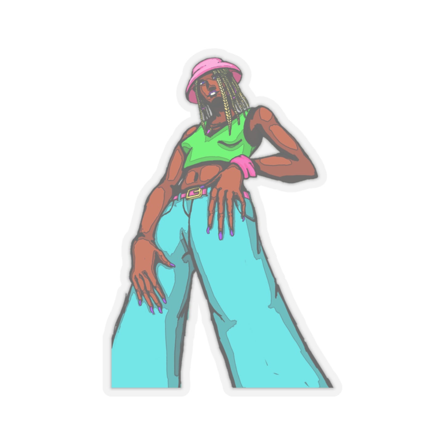 Bucket Hat Girl Kiss-Cut Stickers