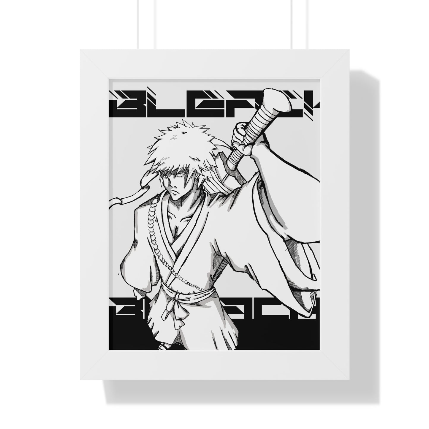 Bleach Anime White Version- Sleek Warrior Design for Home Decor