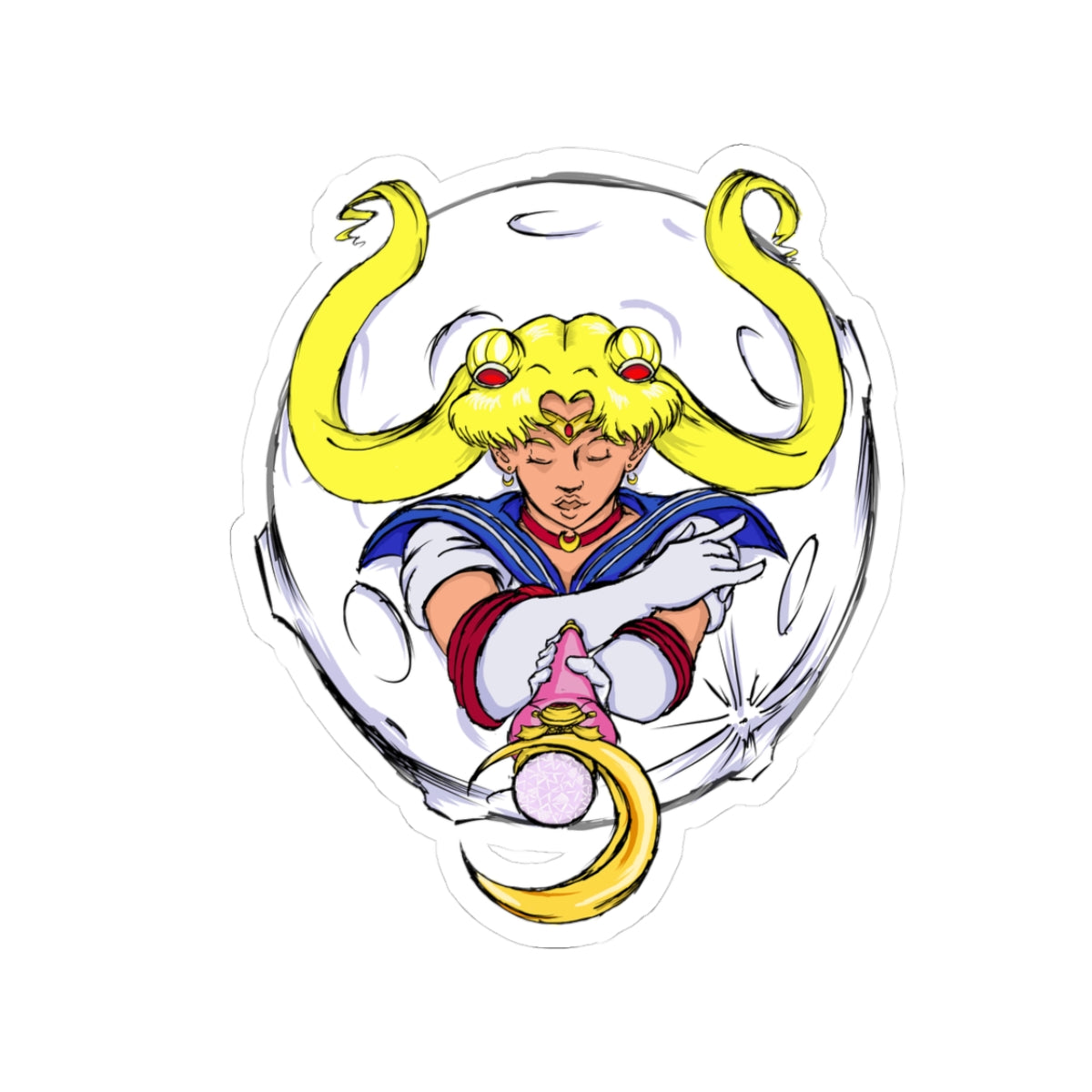 Sailor Moon-Inspired Kiss-Cut Sticker — Magic Transformation Art Sticker